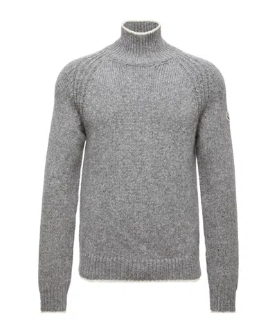 Moncler Turtleneck Sweater In Wool And Alpaca In Gray