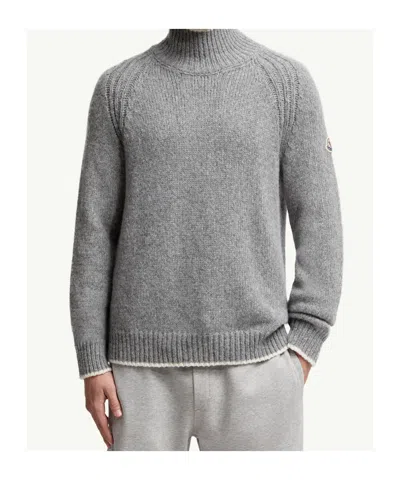 Moncler Turtleneck Sweater In Wool And Alpaca In Gray