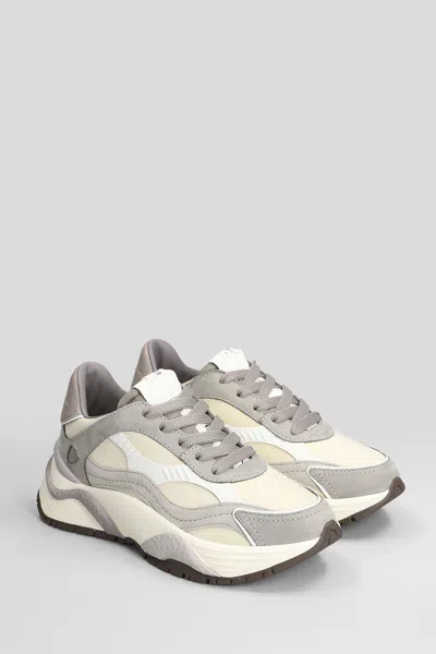 Philippe Model Odeon Low Sneakers In Beige Suede And Leather In Gray