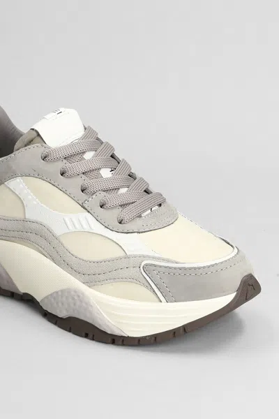 Philippe Model Odeon Low Sneakers In Beige Suede And Leather In Gray