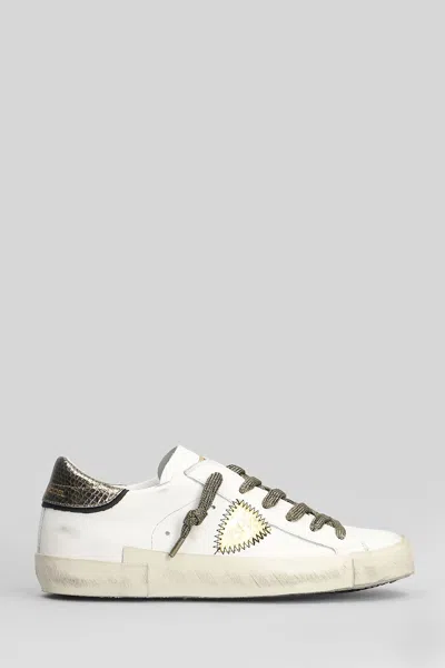 Philippe Model Prsx Low Sneakers In White Leather In White