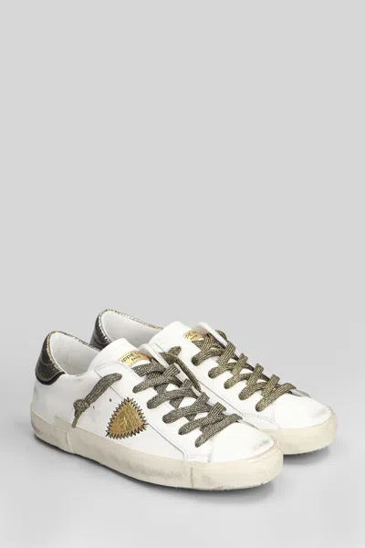 Philippe Model Prsx Low Sneakers In White Leather In White