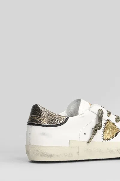Philippe Model Prsx Low Sneakers In White Leather In White