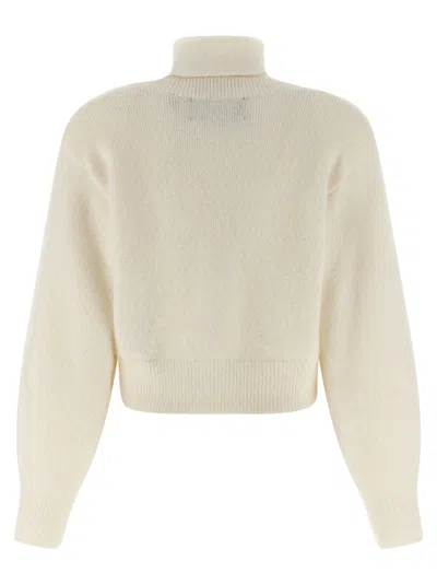 Rotate Birger Christensen Cardigan Con Sciarpa Lavorata A Maglia Bianco In Neutral