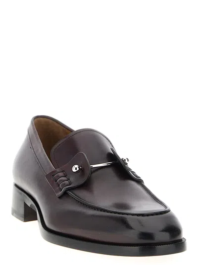 Christian Louboutin Chambelimoc Leather Loafers In Red