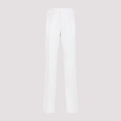 Ralph Lauren Tailored Silk Trousers With Pleated Detailing In White