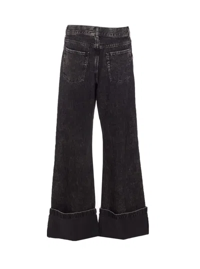 Pinko Wide-leg Jeans In Black Denim In Black