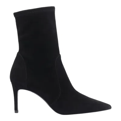 Stuart Weitzman Black Ankle Boots With Stiletto Heel And Zip Closure On The Side In Suede Woman In Black