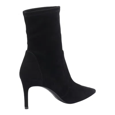 Stuart Weitzman Black Ankle Boots With Stiletto Heel And Zip Closure On The Side In Suede Woman In Black