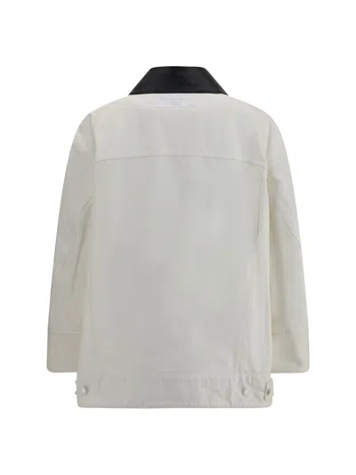 Givenchy Oversize Denim Trucker Jacket With Leather Collar In Neutral