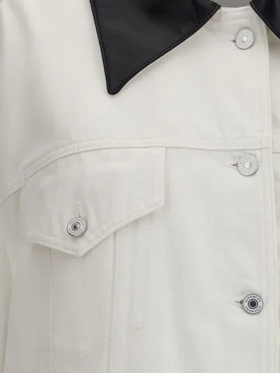 Givenchy Oversize Denim Trucker Jacket With Leather Collar In Neutral