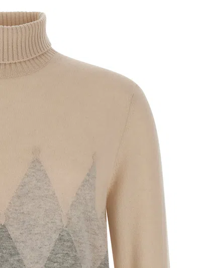 Ballantyne Argyle-pattern Turtleneck Sweater In Neutral