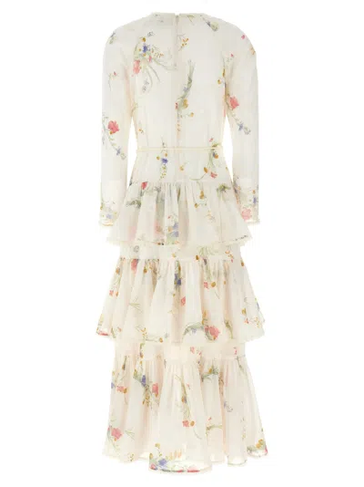 Zimmermann Floral Tiered Maxi Dress With Long Sleeves In Multi