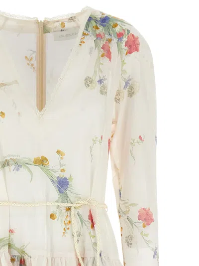 Zimmermann Floral Tiered Maxi Dress With Long Sleeves In Multi