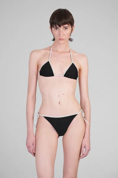 Mc2 Saint Barth Leah String Beachwear In Black Viscose In Black