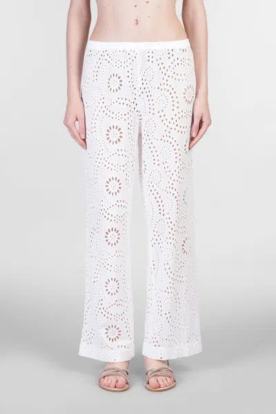 Mc2 Saint Barth Inez Pants In White Cotton In White
