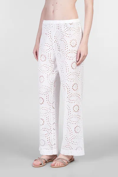 Mc2 Saint Barth Inez Pants In White Cotton In White
