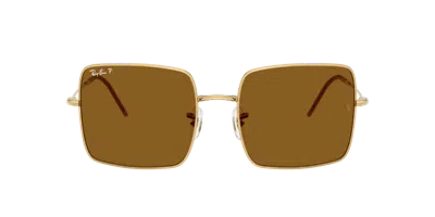 Ray Ban Square 1971 Reverse Sunglasses Arista Gold Frame Brown Lenses Polarized 56-19 In Brown