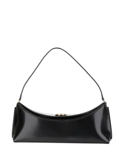 Jacquemus Le Calisso Black Shoulder Bag With Engraved Snap Button In Leather In Black