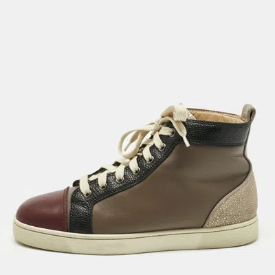 Pre-owned Christian Louboutin Multicolor Leather Fun Louis Junior High Top Sneakers Size 39