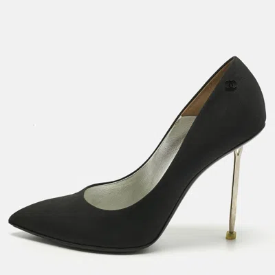 Pre-owned Chanel Black Satin Pointed Toe Pumps Size 40