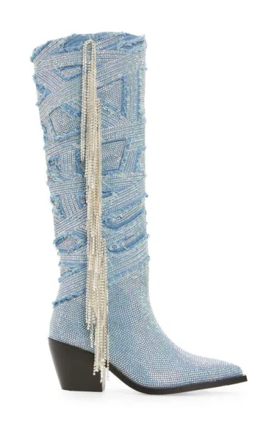 Azalea Wang Domingo Pointed Toe Boot In Blue