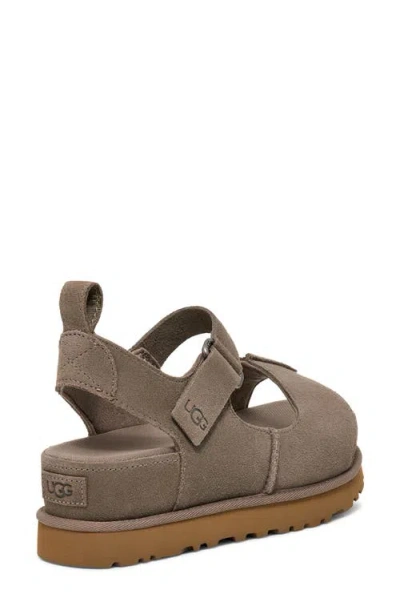 Ugg Suede Platform Sandals Ankle Strap Detail In Brown