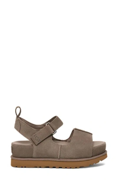 Ugg Suede Platform Sandals Ankle Strap Detail In Brown