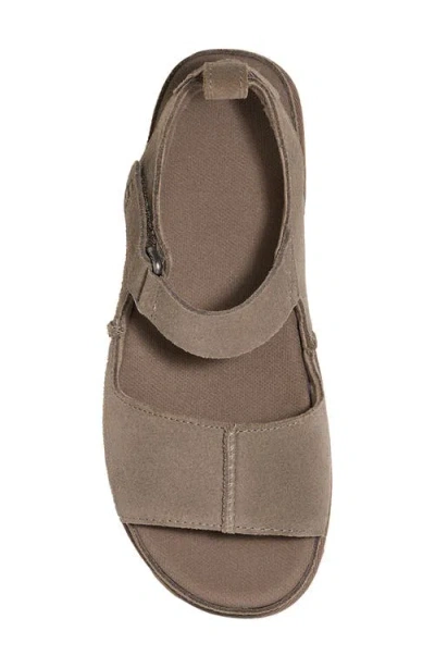 Ugg Suede Platform Sandals Ankle Strap Detail In Brown
