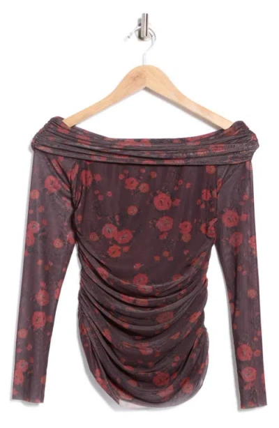 Leith Off The Shoulder Mesh Knit Top In Multi