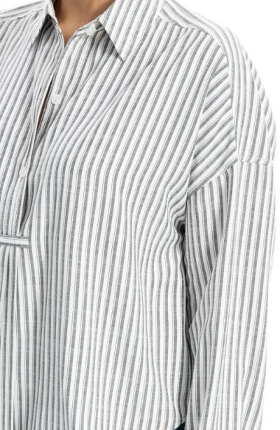 Max Studio Stripe Button-up Shirt In Blue