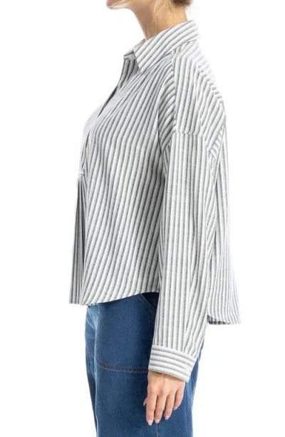 Max Studio Stripe Button-up Shirt In Blue