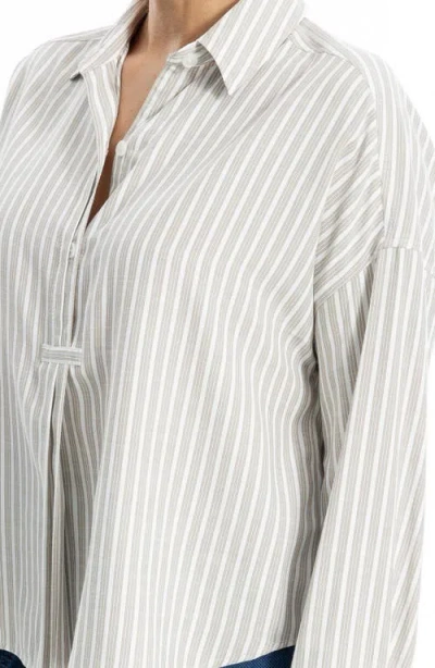 Max Studio Stripe Button-up Shirt In Blue