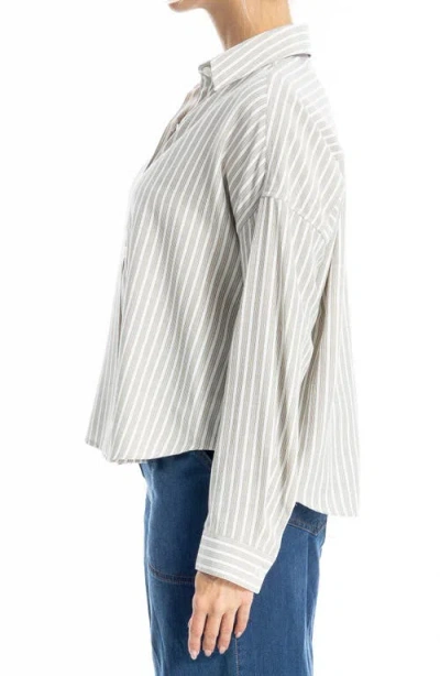 Max Studio Stripe Button-up Shirt In Blue