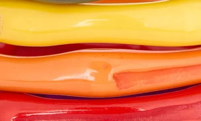 Kenneth Jay Lane Set Of 6 Rainbow Bamboo Shaped Resin Bangle Bracelets In Multi