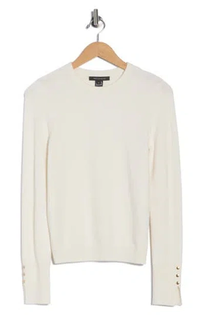 French Connection Split Cuff Crop Sweater In White