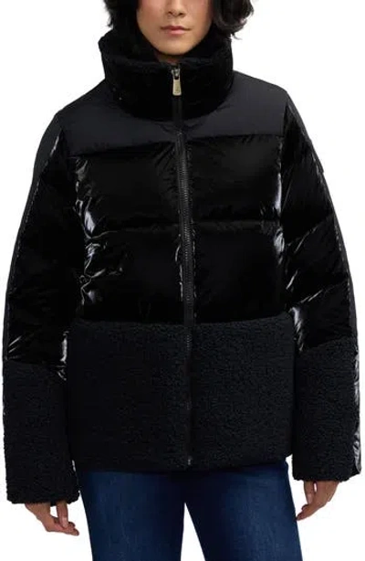 Scotch & Soda Selma Mixed Media Water Repellent Jacket In Black