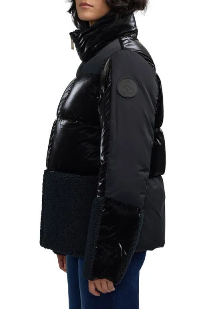 Scotch & Soda Selma Mixed Media Water Repellent Jacket In Black