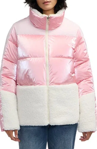 Scotch & Soda Selma Mixed Media Water Repellent Jacket In Pink