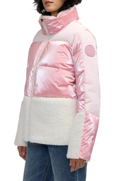 Scotch & Soda Selma Mixed Media Water Repellent Jacket In Pink