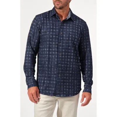 Studio Garnet Los Angeles Plaid Stretch Cotton Shirt In Blue