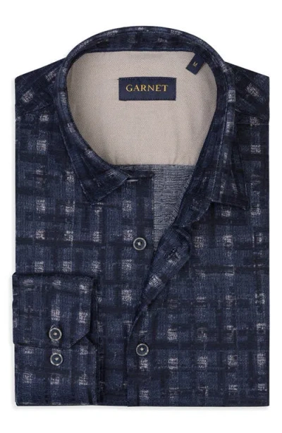 Studio Garnet Los Angeles Plaid Stretch Cotton Shirt In Blue