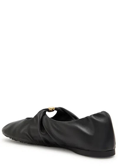 Loewe Black Nappa Leather Pebble Ballerinas In Animal Print