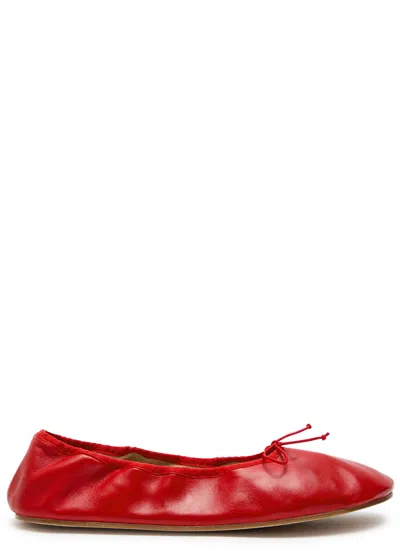 The Row Round Leather Ballet Flats In Red