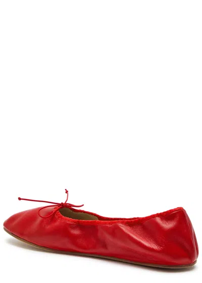 The Row Round Leather Ballet Flats In Red