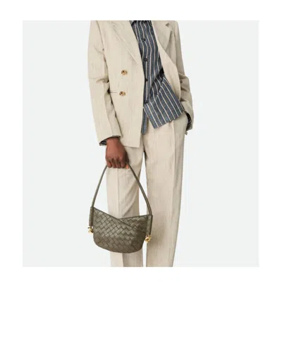 Bottega Veneta Mini Solstice Intrecciato Leather Hobo Bag In Green