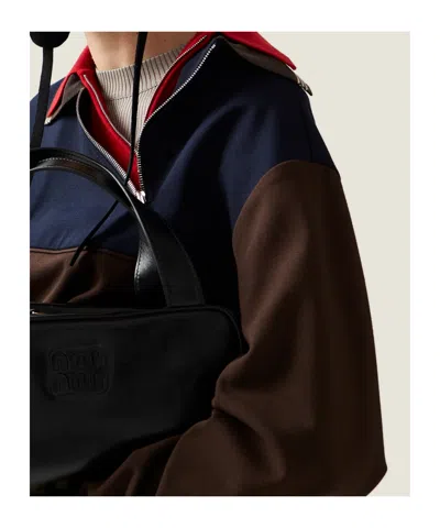 Miu Miu Oversized Two-tone Knit Sweater In Brown