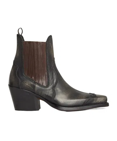 Dsquared2 D2 X Magliano Black Ankle Boots With Elastic Panels On The Side In Leather Man In Multi