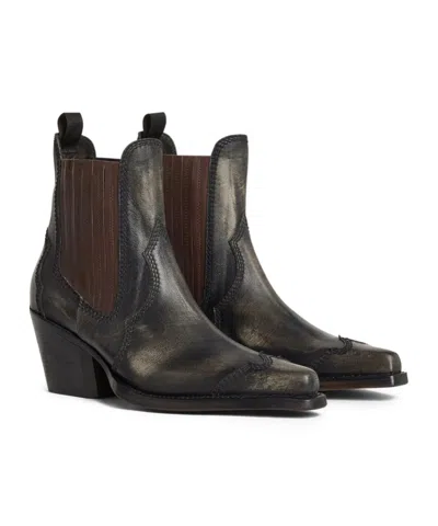 Dsquared2 D2 X Magliano Black Ankle Boots With Elastic Panels On The Side In Leather Man In Multi