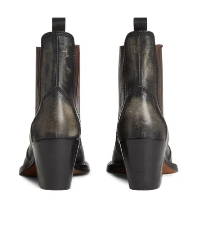 Dsquared2 D2 X Magliano Black Ankle Boots With Elastic Panels On The Side In Leather Man In Multi